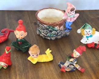 Rare Vintage Ceramic Elves Pixie Figurines Norcrest