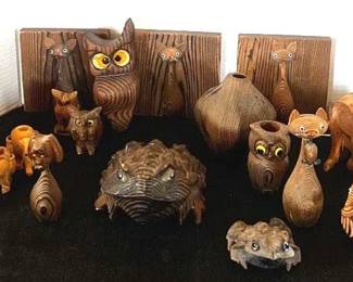 Hand Carved Cryptomeria Wooden Animals