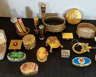 MCM Gold Gilt Hollywood Regency Vanity Items