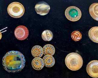 Antique Buttons Celluloid, MotherofPearl, Glass, Enamel