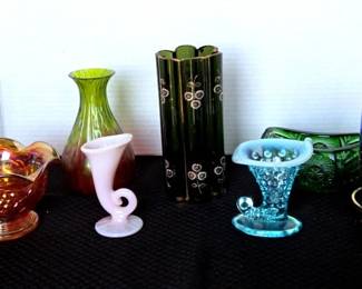 Bohemian Glass Fairy Lamp, Moonstone Carnival Glass