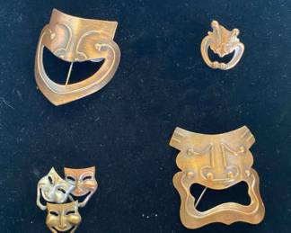 Vintage Rebajes Copper Mask Pins