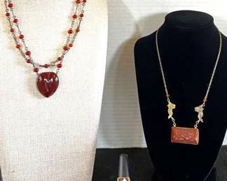Beautiful Antique Carved Carnelian Necklaces Mens Ring