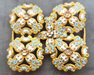 Antique Belt Sets More Rare French Enamel, Art Nouveau, Marcasite, Mother of Pearl