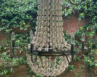 Boho-chic 6-light Iron and wood bead chandelier