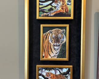 Giclee trio of LSU's Mike the Tiger by Tony Bernard (understudy of George Rodrigue)