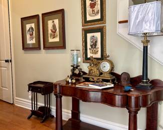 Burled mahogany console