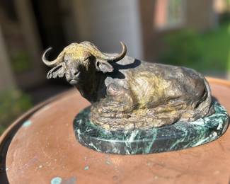 "Water Buffalo" Bronze on marble by Don Goin #14/58