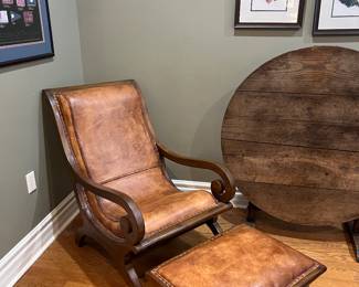 Atticus Chair and Ottoman. Leather and wood.