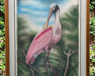 "Roseate Spoonbill" Copper plate engraving. Signed and numbered by John Costin.