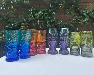 Andrew Iannazzi blown glass tiki mugs