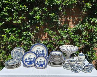 "Real Old Willow" by Royal Doulton and other blue and white beauties.