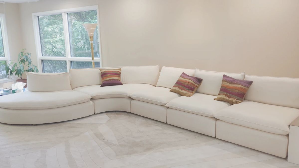 Gorgeous Vintage Mid-Century Modern "S" Sofa Sectional in Off-White