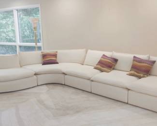 Gorgeous Vintage Mid-Century Modern "S" Sofa Sectional in Off-White