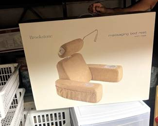 Brookstone Massaging Bed Rest with light in box