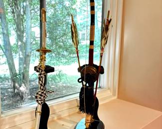 Vintage Japanese Mini Swords and Display Racks