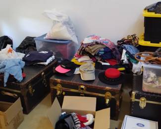 Clothing, hats, ties, shoes, trunks, purses, etc