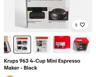 Krups 963 4-cup mini Espresso Maker - Black - Still in box