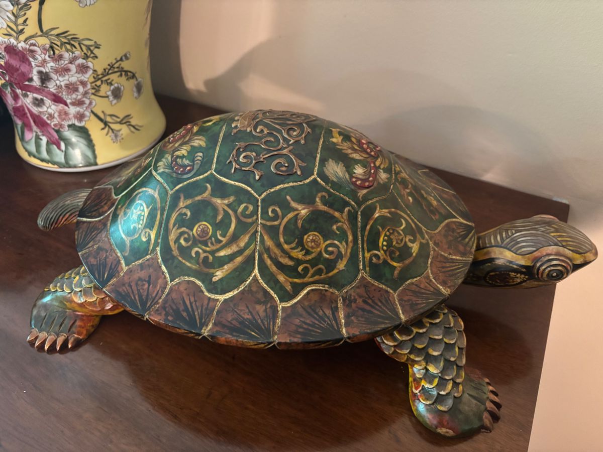 Castilian Imports painted wooden turtle box