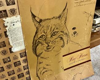 Vintage framed print titled "White-Breasted Nuthatch" by Ray Harm and signed 