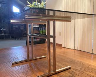 Vintage ChromeCraft Table with deep Smoked glass top.