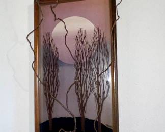 "Three Trees" by Virgil Thrasher for Lucid Lines 
Glass painted wall planter. Signed 