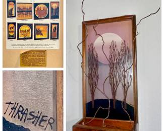 "Three Trees" by Virgil Thrasher for Lucid Lines 
Glass painted wall planter. Signed 