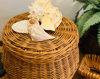 Vintage Large & Heavy Woven Lidded basket
Conch Shells