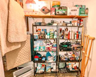 Bath and beauty supplies, toiletries, hair supplies, electric dryers and curling irons