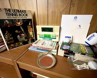 Vintage Golf & Tennis items 
Tomytronic Tennis electronic handheld game
Vintage golf ball desktop decision maker paperweight