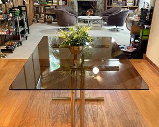 Vintage ChromeCraft Table with deep Smoked glass top