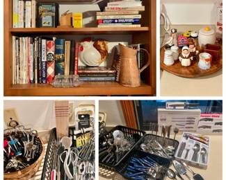 Kitchen utensils, cookbooks