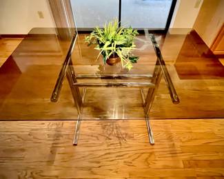 Vintage ChromeCraft Table with deep Smoked glass top.