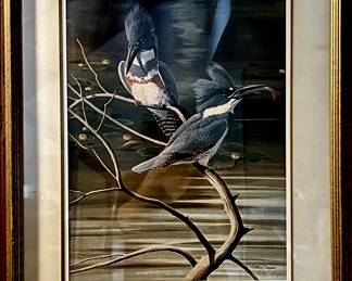 Kingfisher Birds Art Print by Arthur Singer. Signed, Framed, all certificates