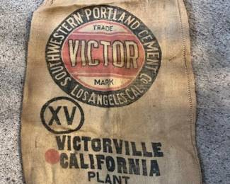 Vintage burlap bag for Victor Portland Cement