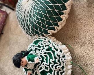 Handmade crocheted home decor pillows vintage