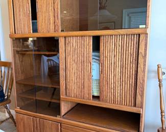 Asking Price: $75
Approx Measurements: 55w x 16d x 72h
Item: Solid Oak and Glass Multifunctional Cabinet