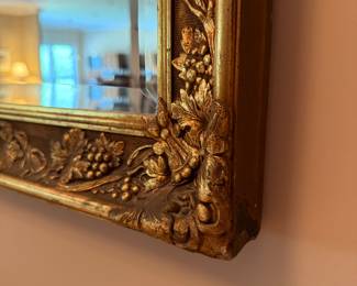 Asking Price: $150
Approx Measurements: 29"w x 29"h x 2.25"d
Item: Antique, Gold, Beveled Grapevine Mirror