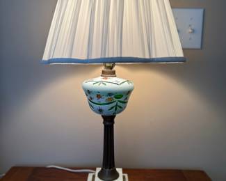 Asking Price: $95
Approx Measurements: 24" high
Item: Antique Bohemian Czech Glass Green Cut to Clear (lamp #2 - floral design)
