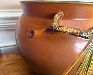 Asking Price: $175
Approx Measurements: 17"d x 12"h
Item: Roseville Pinecone Planter/Vase. See photo for minor defect.