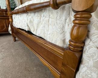 REDUCED TO $335
Approx Measurements:	Queen 
Item: Rock City, Solid Wood, Queen 4 Poster Bed,(Restonic Comfort Care Mattress).