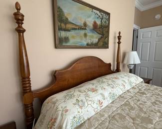 REDUCED TO $335
Approx Measurements:	Queen 
Item: Rock City, Solid Wood, Queen 4 Poster Bed,(Restonic Comfort Care Mattress).