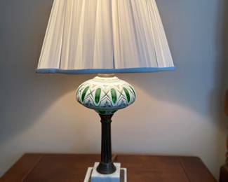 Asking Price: $95
Approx Measurements: 24" high
Item: Antique Bohemian Czech Glass Green Cut to Clear (lamp#1)