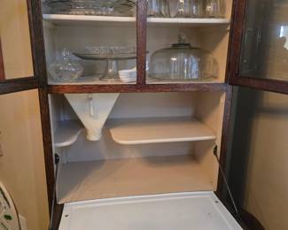 Antique cabinet flour bin