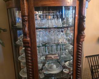Hand crafted curved curio cabinet