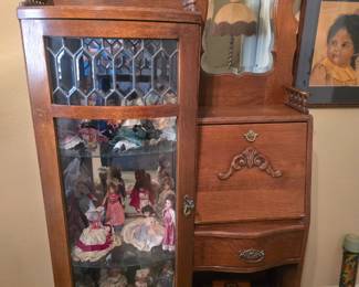 Secretary with lead glass cabinet