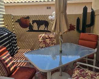 Patio table with 4 chairs & umbrella