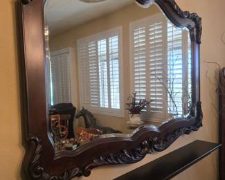 Carved mirror with matching shelf