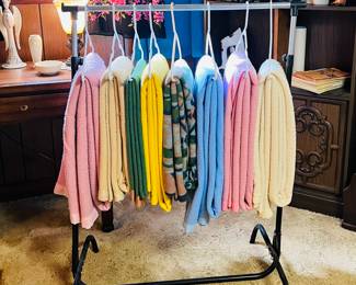 Vintage blankets with satin binding. 