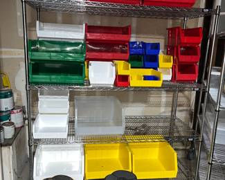 NEW Uline rack and Unline organizing bins